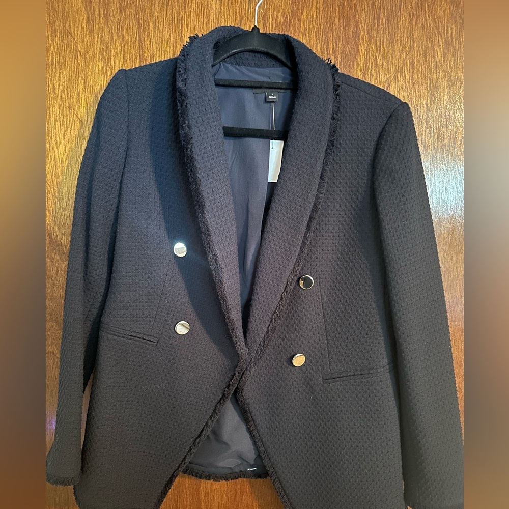 Ann Taylor navy blue fitted blazer